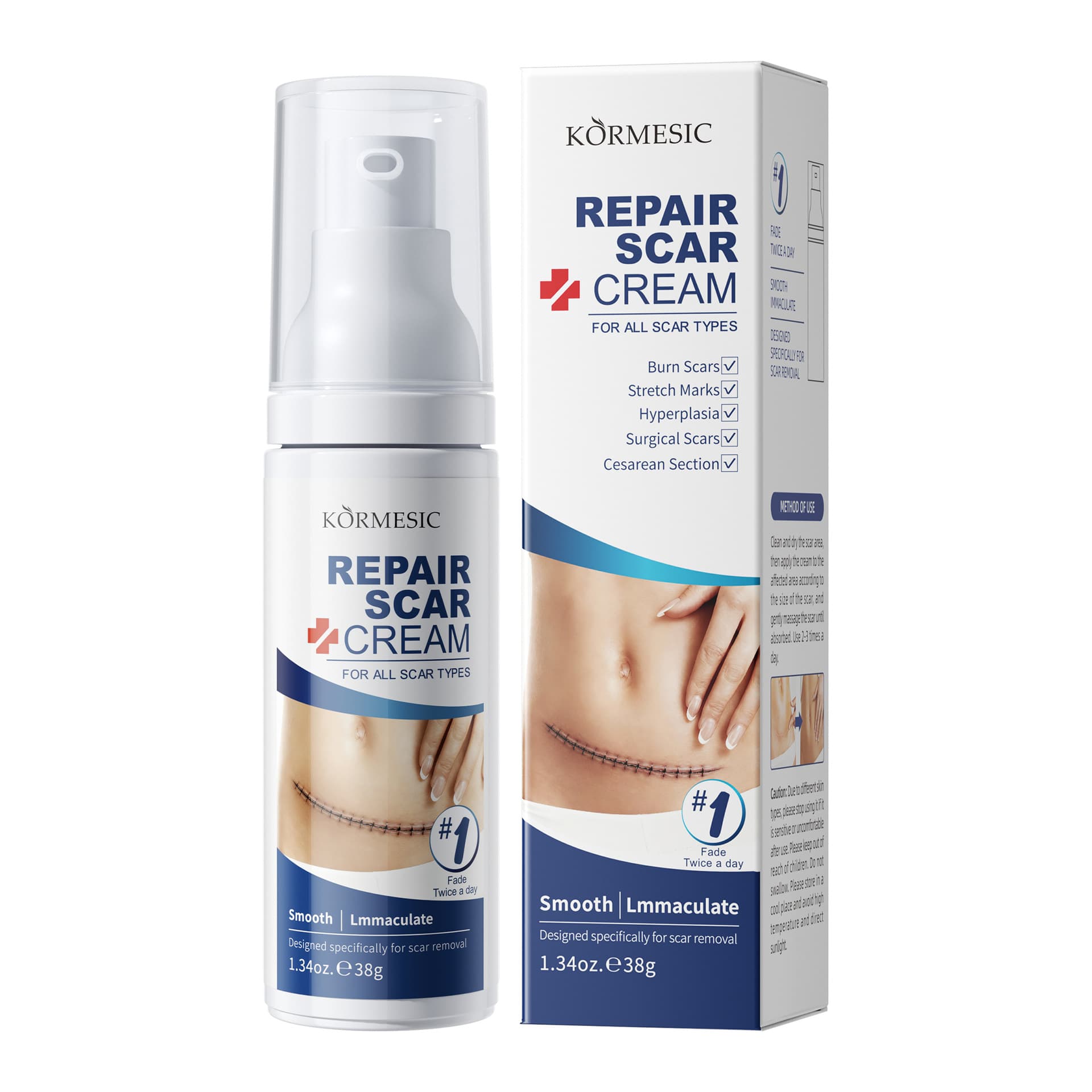 Amazon Hot Selling All English Scar Cream Skin Repair KORMESIC Scar removing cream