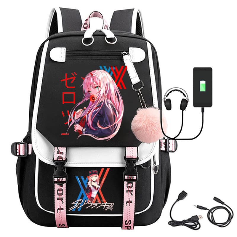 Amazon Shopee DARLING in the FRANXX printed USB backpack anime middle school student school bag
