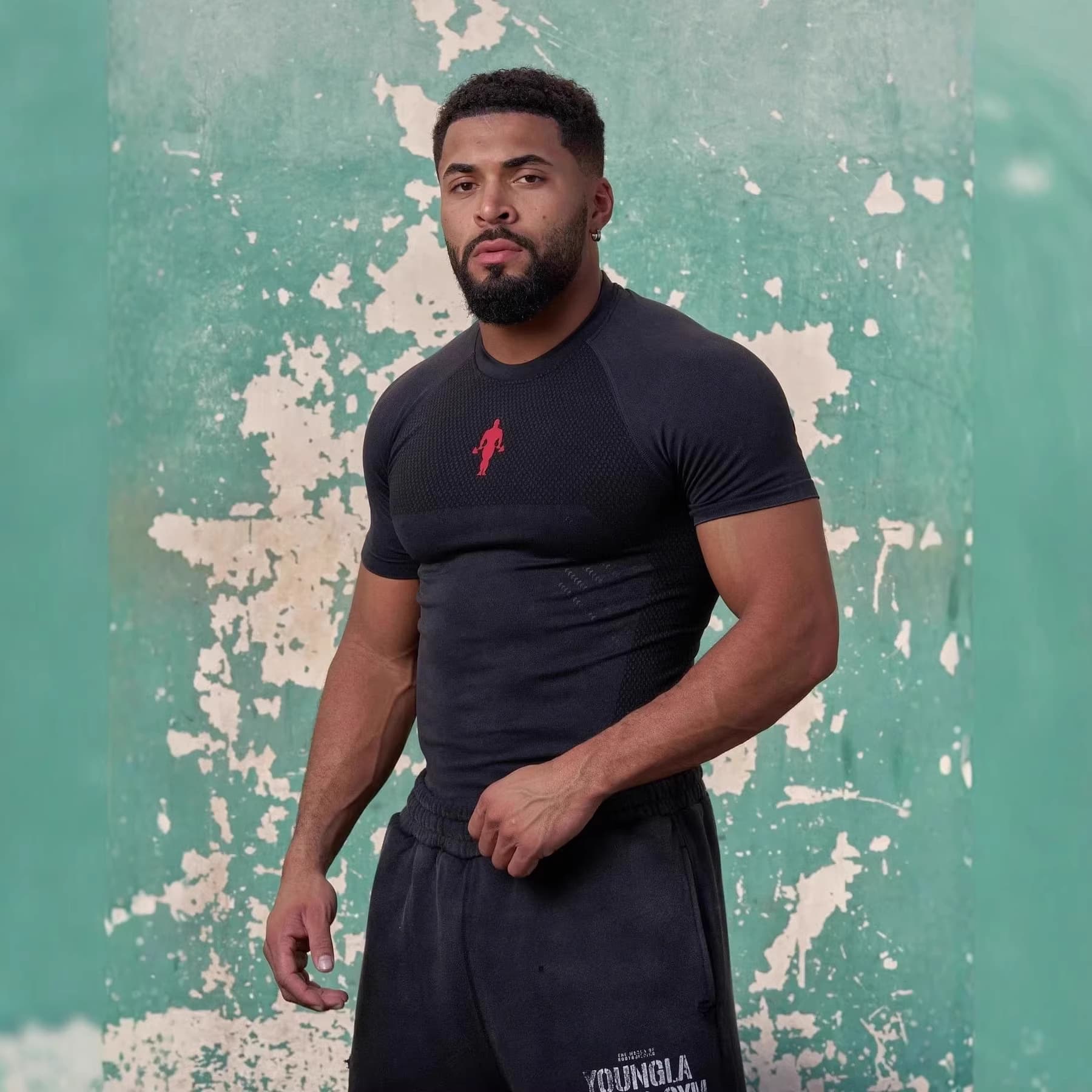 YOUNGLA men's T-shirt muscle sports fitness quick-drying trend fashion breathable tights outdoor running short sleeves