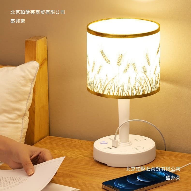 Socket Eye-Caring Luxury Creative Decorative Desk Lamp, Stylish Night Light, Bedside Sleep-Integrated Bedroom Plastic Lamp