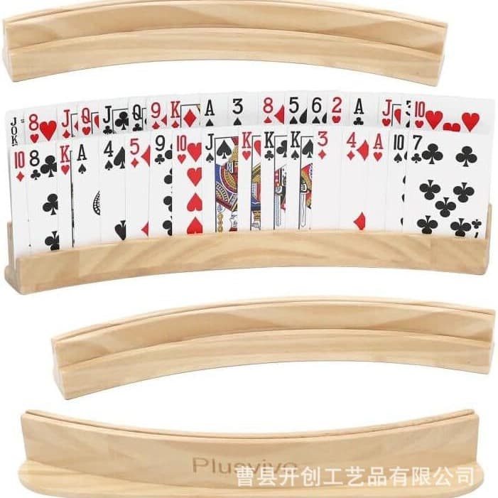 Solid Wood Curved Arc Wooden Base Poker Card Display Stand Wooden Card Base Poker Card Holder