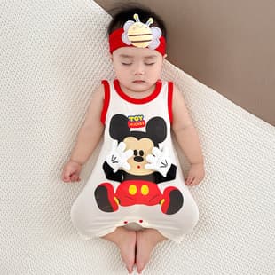Baby Romper Newborn Modal Summer Sleeveless Short Sleeve Vest Baby Clothes Air Conditioning Suit Summer Hanyu