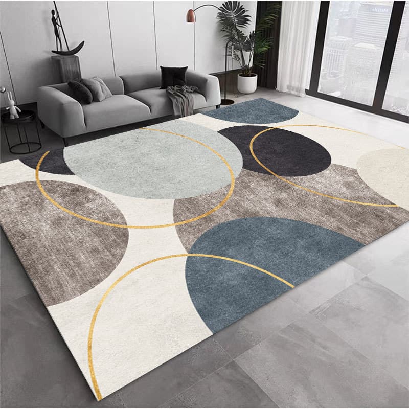 Modern Geometric Stain-Resistant Living Room Carpet, Simple and Luxurious Coffee Table Rug, Large Area Full Coverage Bedroom Carpet