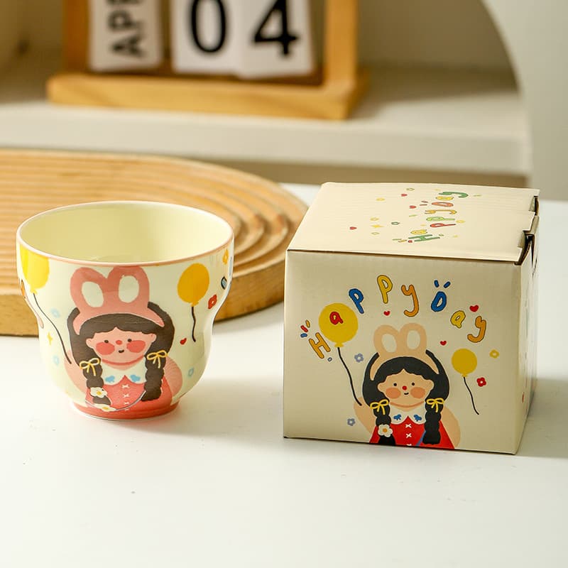 Army Day Small Gift Cartoon Ceramic Mug Gift Home Breakfast Cup Parent-Child Boxed Water Cup Souvenir
