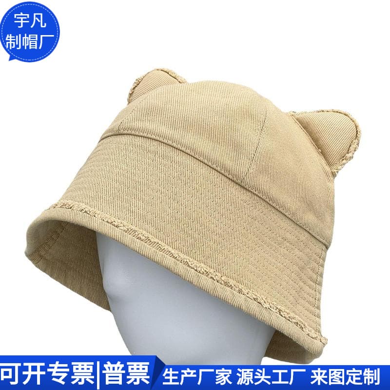 Manufacturer Chinese trendy cotton bucket hat, versatile cotton basin hat, cross-border wide-brim polyester-cotton sun hat, custom factory