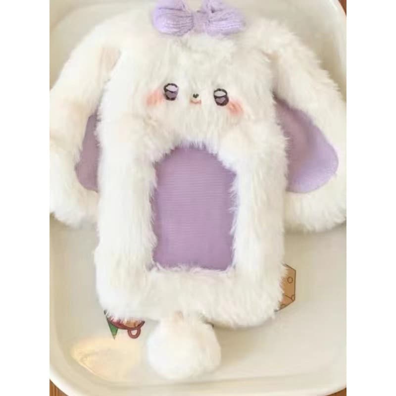 Animal Card Sleeve cute rabbit plush campus card, bus card photo protective cover display pendant for access card.
