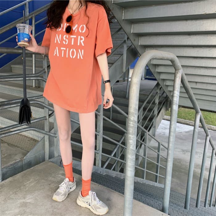 Summer Fashion Loose Top Bf Clothing Letter Short Sleeve T-shirt Women Trendy Milk Silk Fabric One Size Fits All
