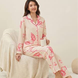 2026 New Women's Premium Sleepwear Pajama Long Sleeve Long Pants Loungewear Two-Piece Set