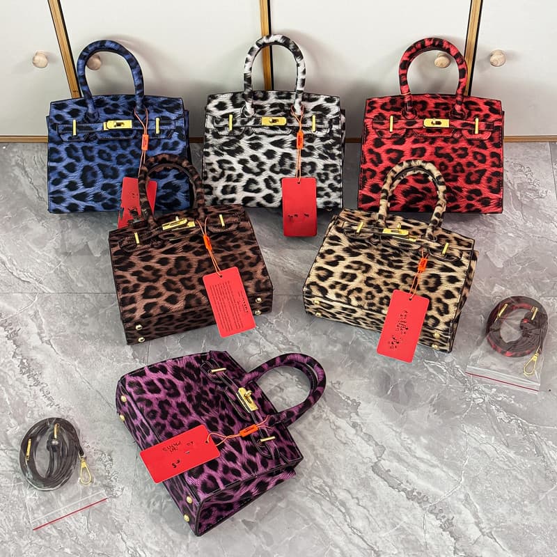 Foreign Trade Leopard Print Women's Bag Platinum Handbag Crossborder New Kelly Bag Textured Popular Large Capacity Shoulder Crossbody Bag