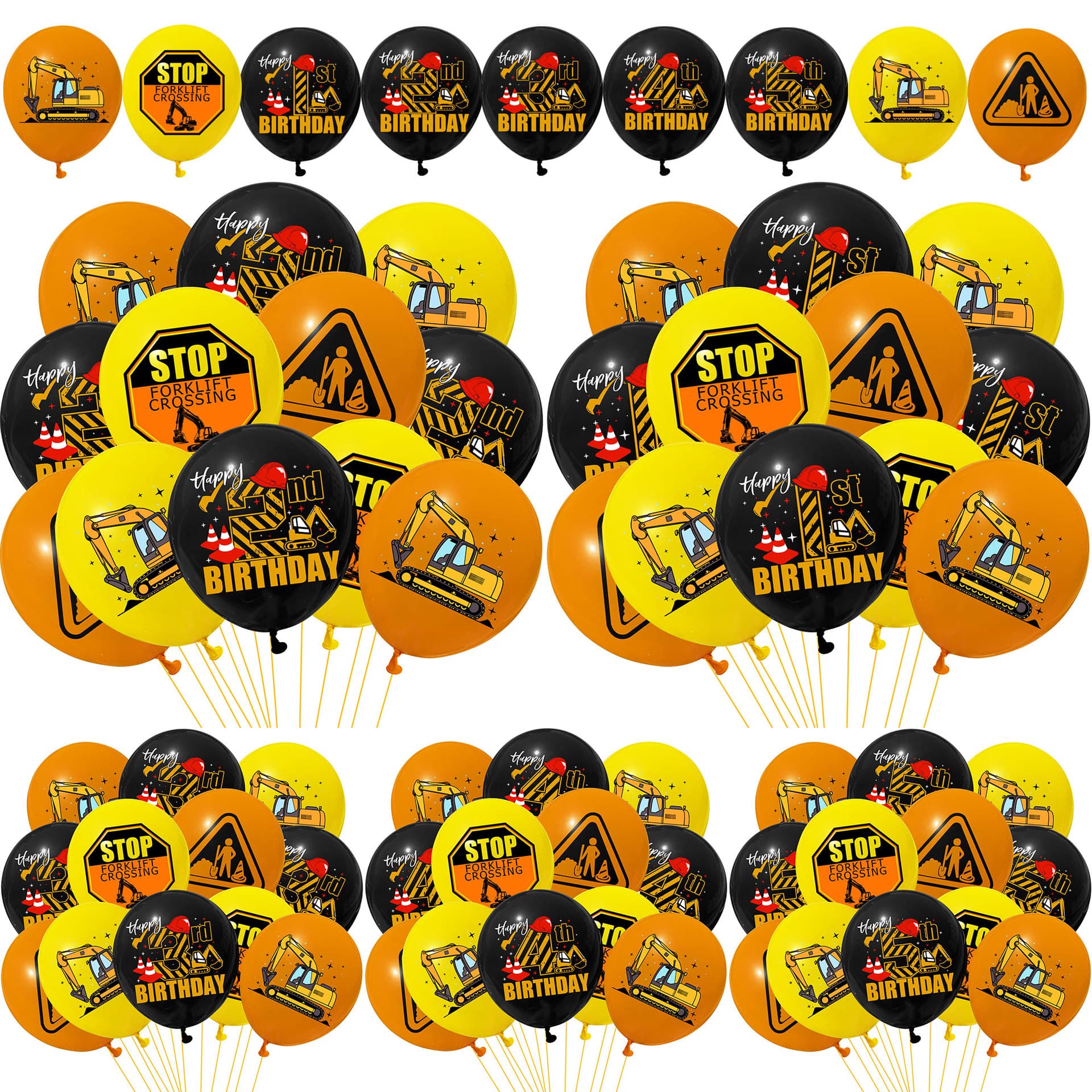 1 2 3 4 5 Year Old Excavator Construction Truck Birthday Balloon Party Decoration Supplies for Boys and Girls