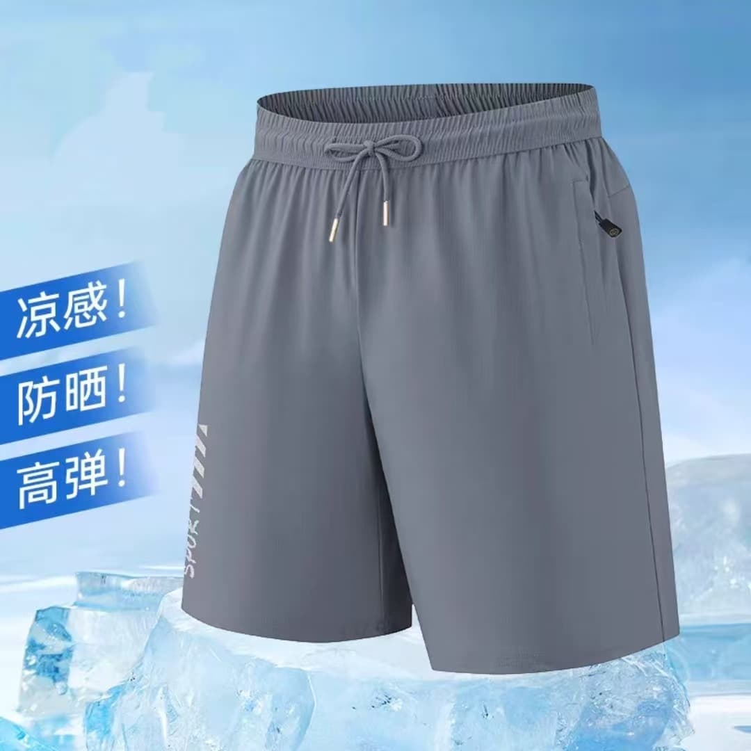Ice Silk Shorts for Men Summer Thin Breathable Quick-Dry Casual Five-Point Shorts Outer Wear Plus Size Loose Sports Beach Shorts