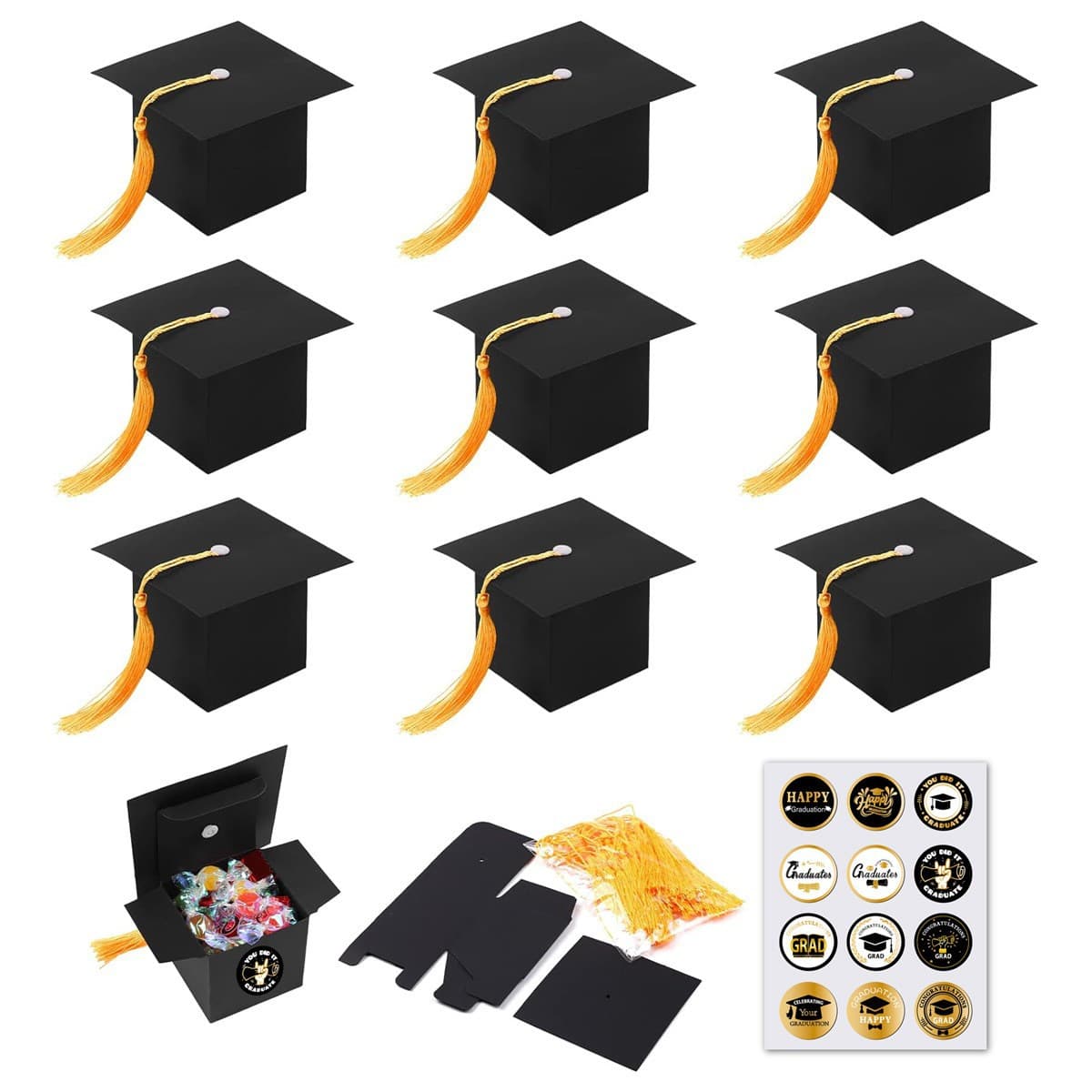 Graduation Cap Gift Box, Bachelor Cap Party Favor Candy Box, European Style Creative Celebration