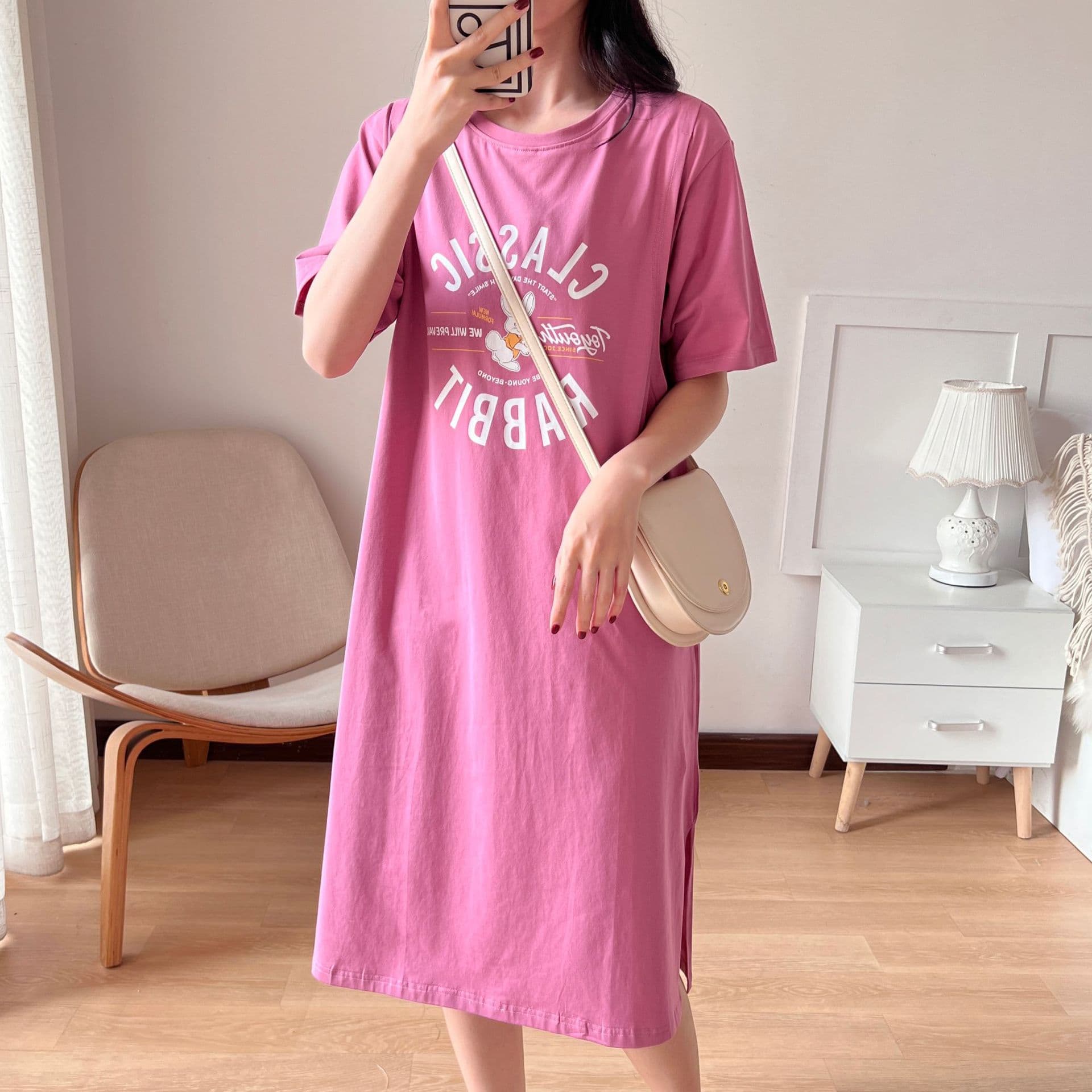 Maternity Nursing Dress for Spring and Summer, Thin Style for Postpartum Breastfeeding, Fashionable Loose Nursing Nightgown