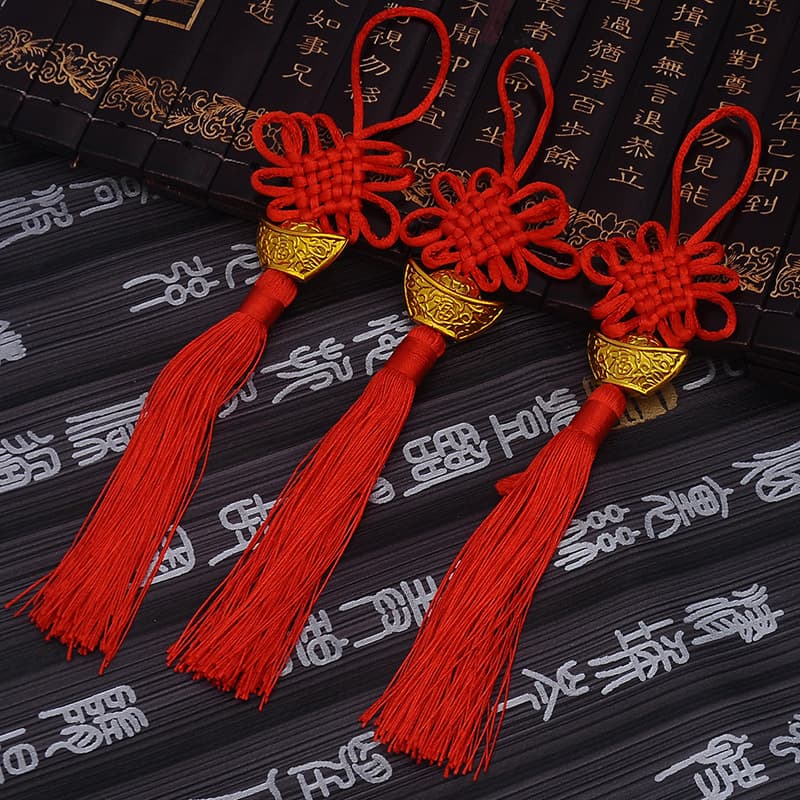 Chinese knot ingot pendants with tassels, wealth-attracting ornaments, calendar gift box packaging, festive decorative pendant tassels