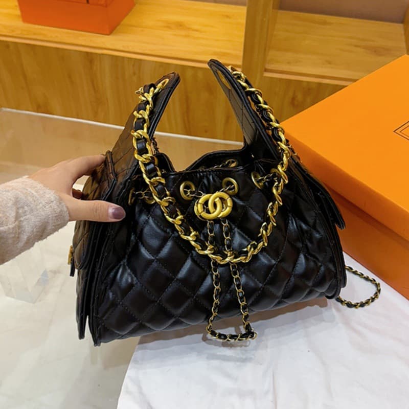 Elegant Chanel-Style Bag for Women 2026 New Diamond Quilted Embroidered Chain Bag Drawstring Bucket Bag Shoulder Crossbody Bag