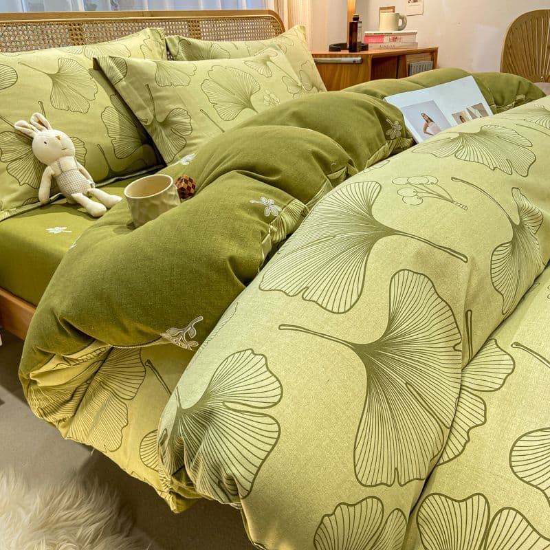 Category A 120S All-Cotton Thickened Brushed Four-Piece Set, Pure Cotton Autumn/Winter Duvet Cover, Sheet, Fitted Sheet Three-Piece Bedding