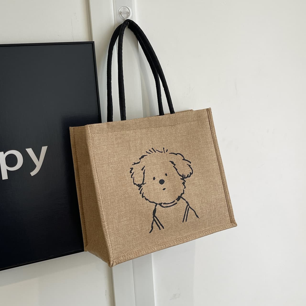 2024 new linen bag office worker large capacity fashionable linen tote bag simple commuter bag