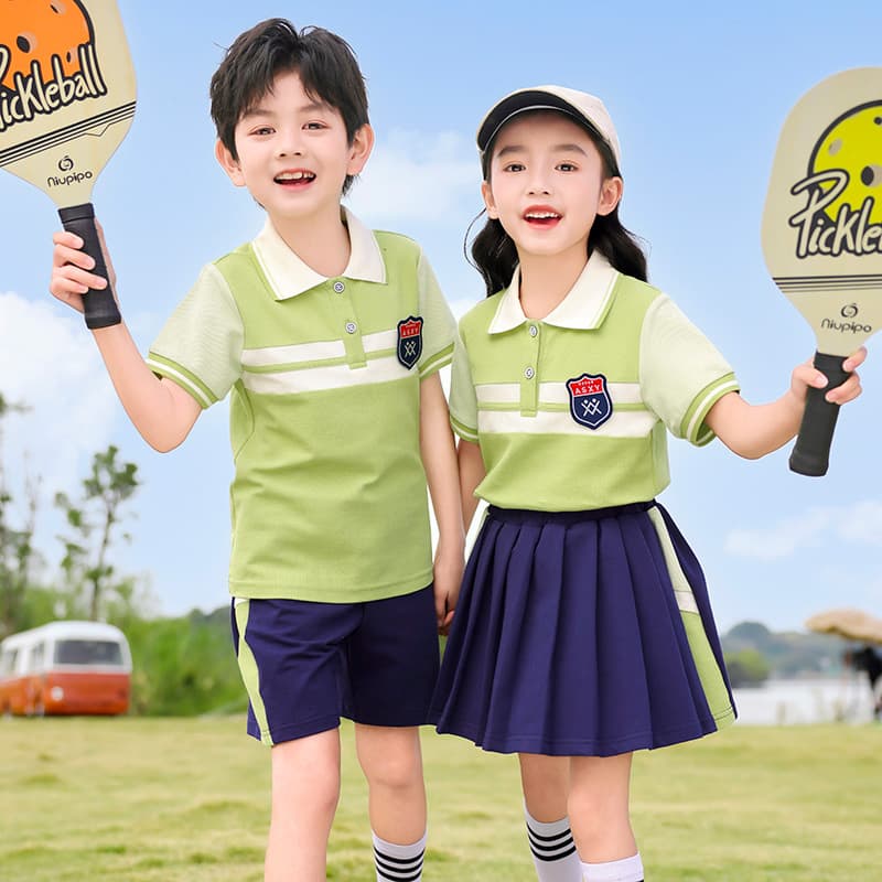 Summer Class Uniform Short Sleeve Two-Piece Set for Elementary School Students, Graduation Photo Outfit for Children, Kindergarten Uniform