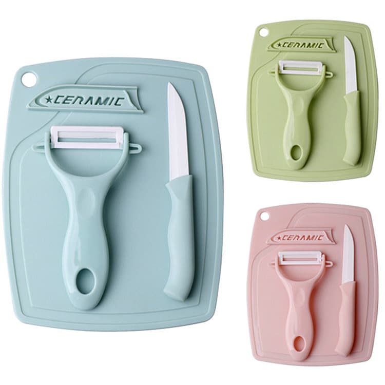 Factory wholesale ceramic fruit knife set, three-piece ceramic knife set, Nordic style slicing knife 3-piece kitchen set.