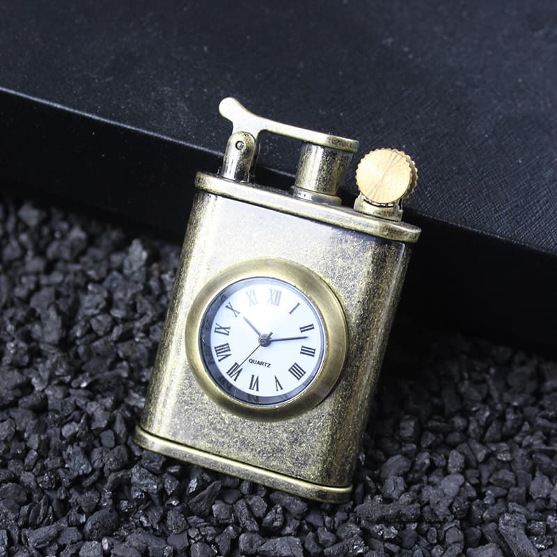 Creative Watch Kerosene Lighter Clock Vintage Retro Sand Wheel Men's Personality Lighter Factory Wholesale Drop Shipping