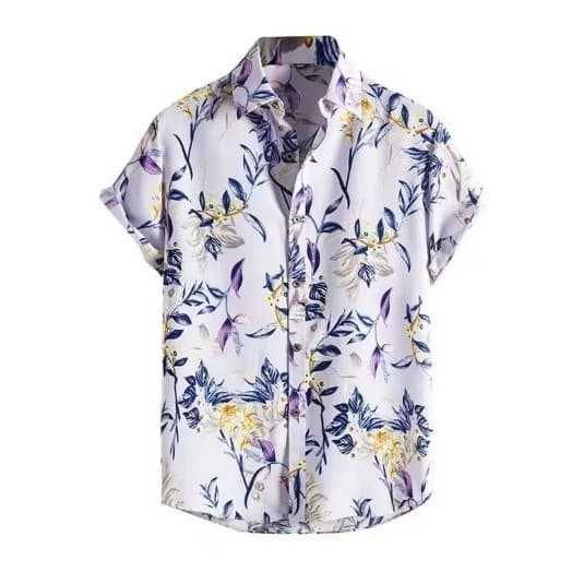 Shirt with 3D Hawaiian Flowers Hawaiian Floral Shirt for Beach Outdoor Sports Casual Short Sleeve Shirt