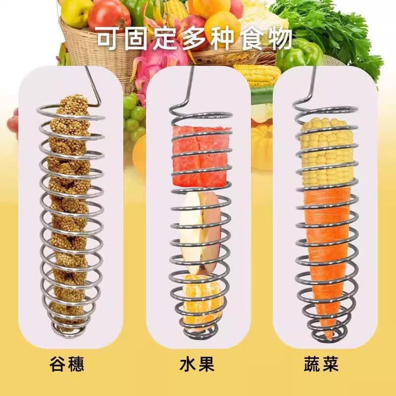 Parrot Feeder Stainless Steel Explosion Hook Spring Food Fruit Basket Vegetable Feeder Bird Supplies Tool