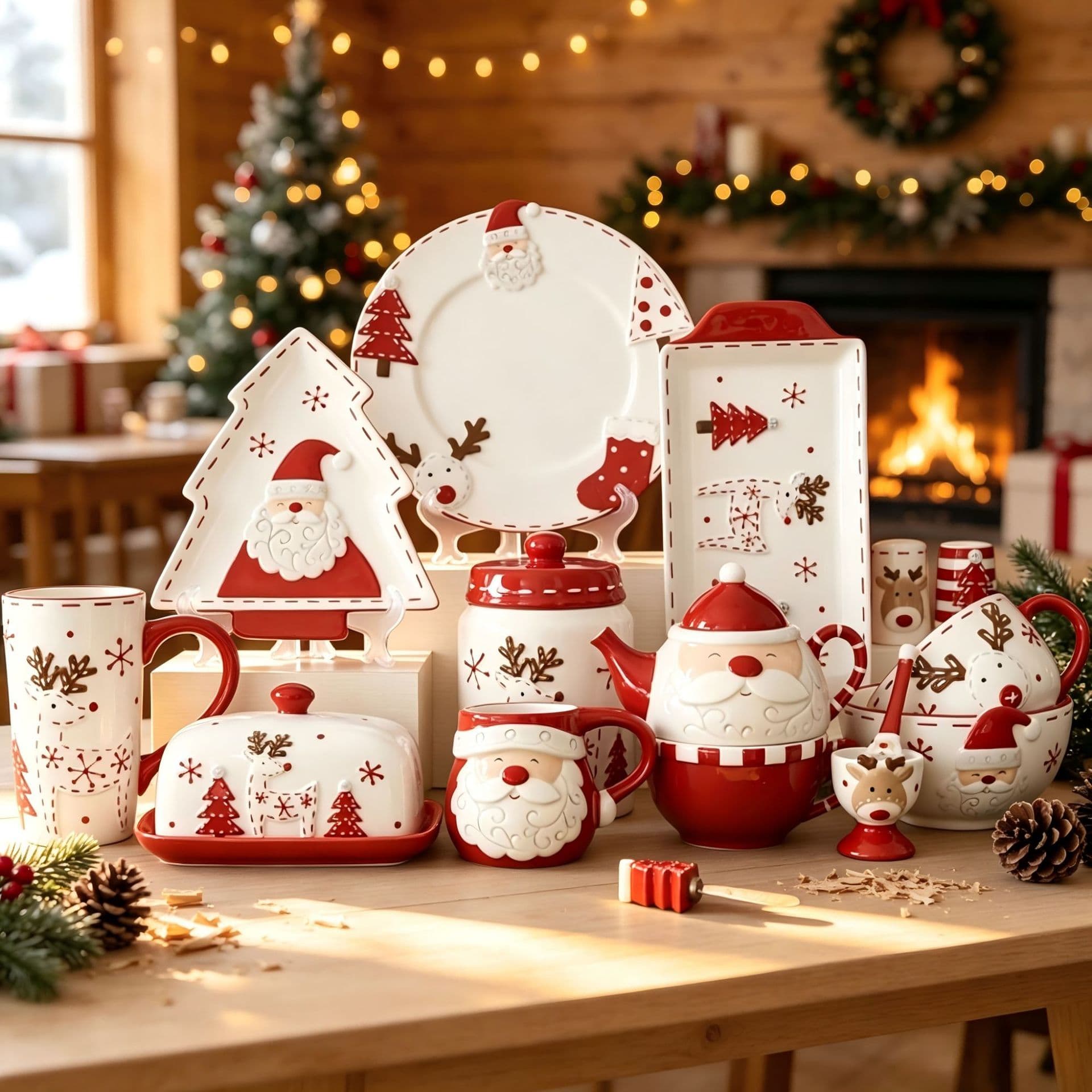 Food-grade ceramic material, safe and non-toxic for peace of mind, three-dimensional embossed design, Christmas cartoon pattern, festive atmosphere