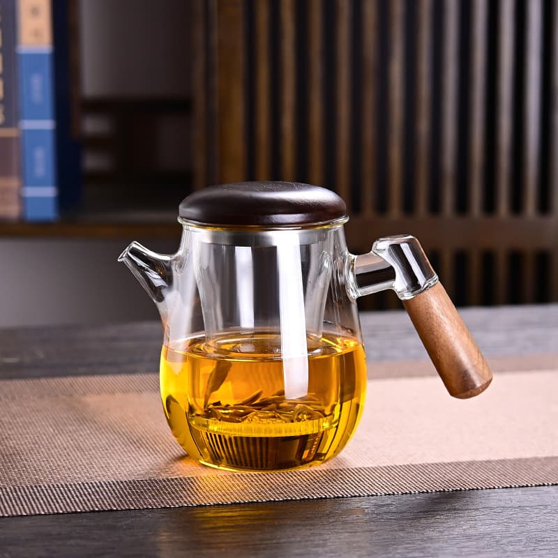 Thick Heat-resistant Side-handle Glass Brewing Teapot High-end Home Office Filter Tea Set, Tea-Water Separation Brewing Pot