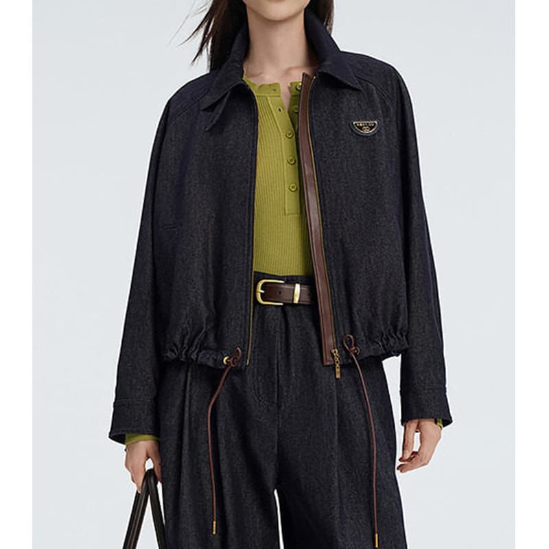 [Nai* Order] 2026 Autumn New Casual Drawstring Washed Denim Women's Commuting Jacket Fashion Top