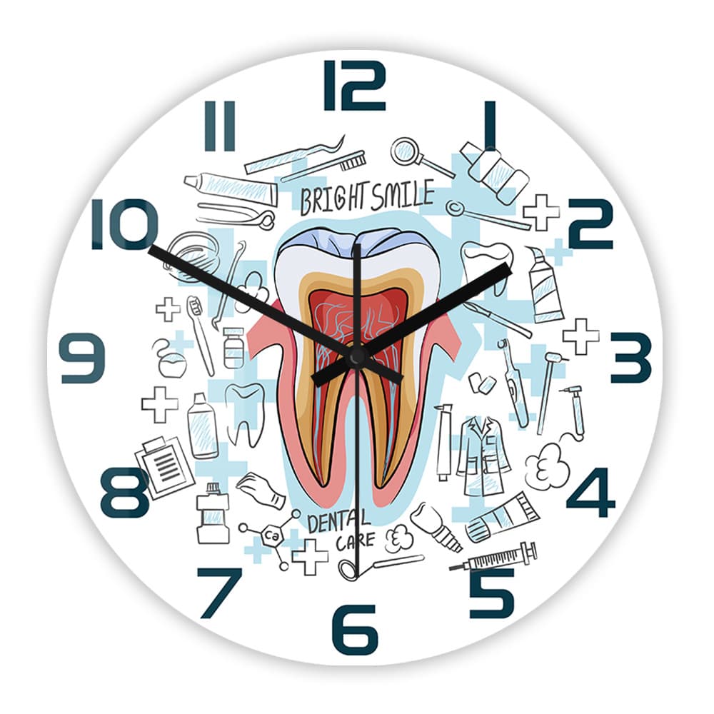 Tooth Cross-Section Pattern Modern Design Printed Wall Clock for Dentist Dental Clinic Decoration Cross-Border