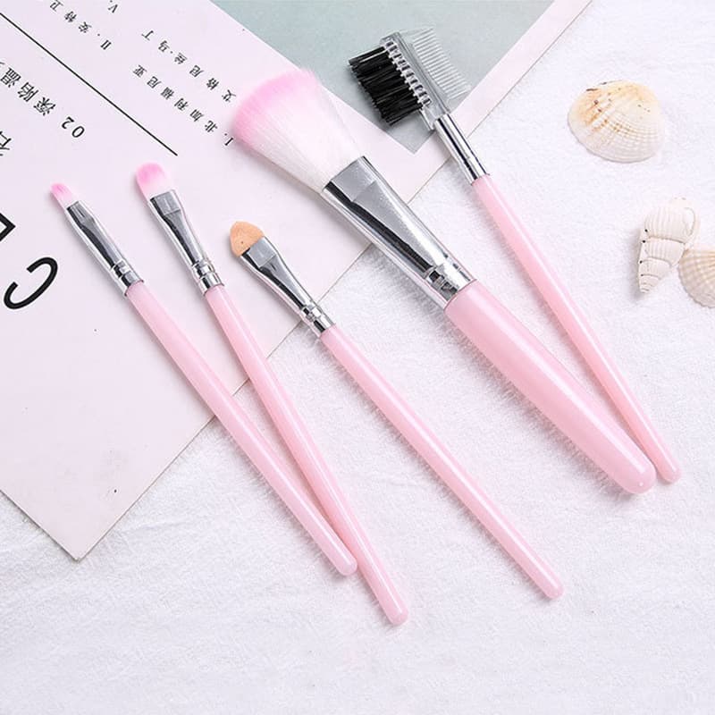 5 makeup brush set, pink and black eye shadow brush, lip brush, blush brush, eyelash brush, makeup brush factory direct sale