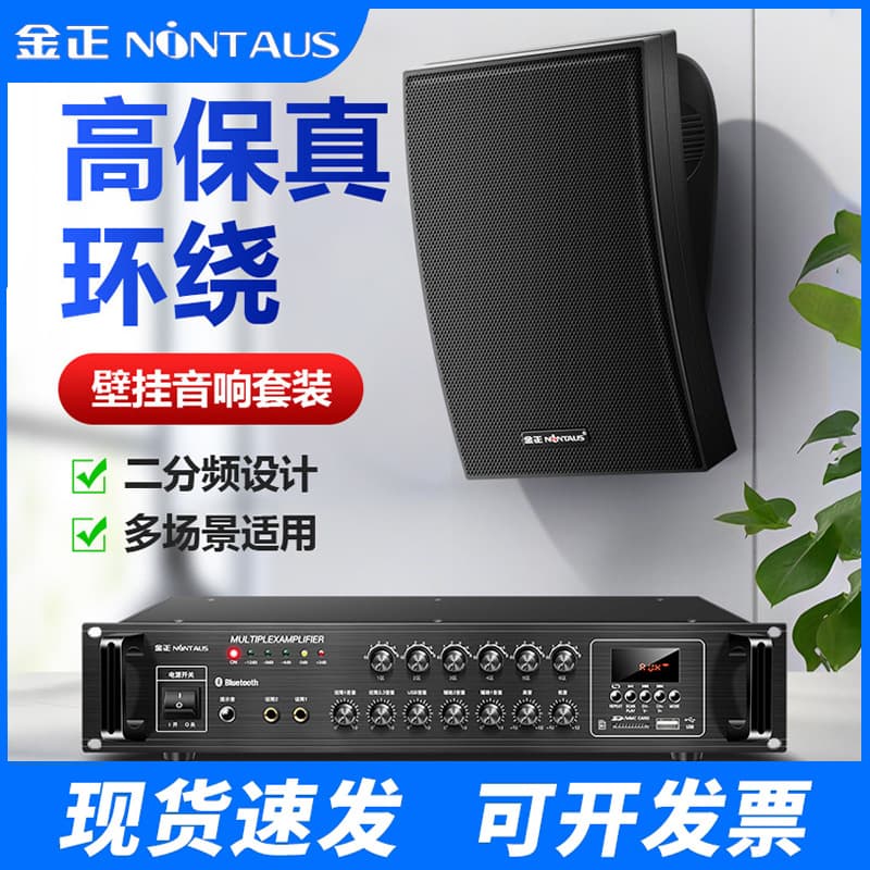 Jinzheng Wall-Mounted Bluetooth Amplifier Set for Stores, Restaurants, Supermarkets, Heavy Bass Broadcast Speaker