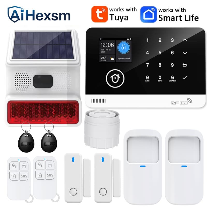 TUYA outdoor solar wireless siren WIFI remote monitoring thief alarm Tuya APP anti-theft device