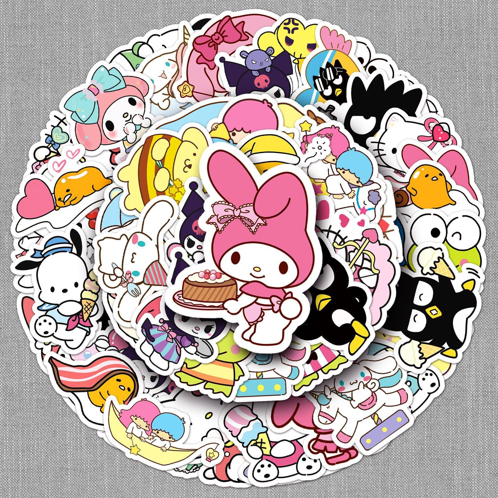 Cute Sanrio Cartoon Stickers 50 Pcs Mixed Decorative Decals for Mobile Phone Case Little Komori Design Creative Guka Sticker