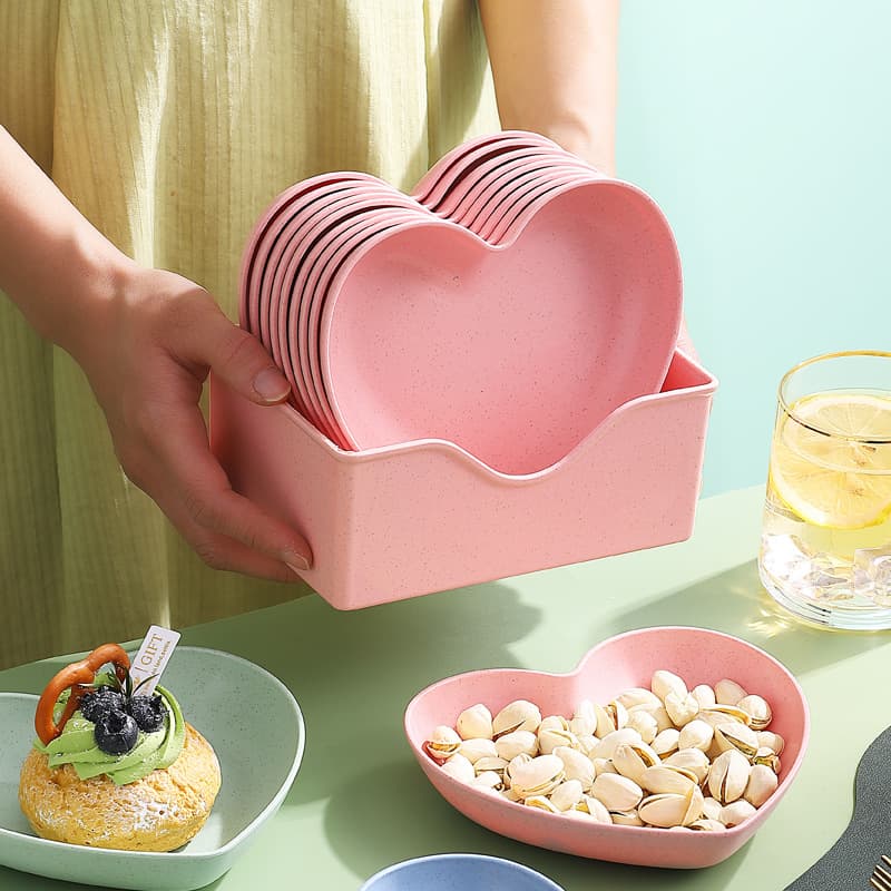 Wheat straw new spit bone dish dining table household bone dish pink fruit dish melon seed dish creative love dish