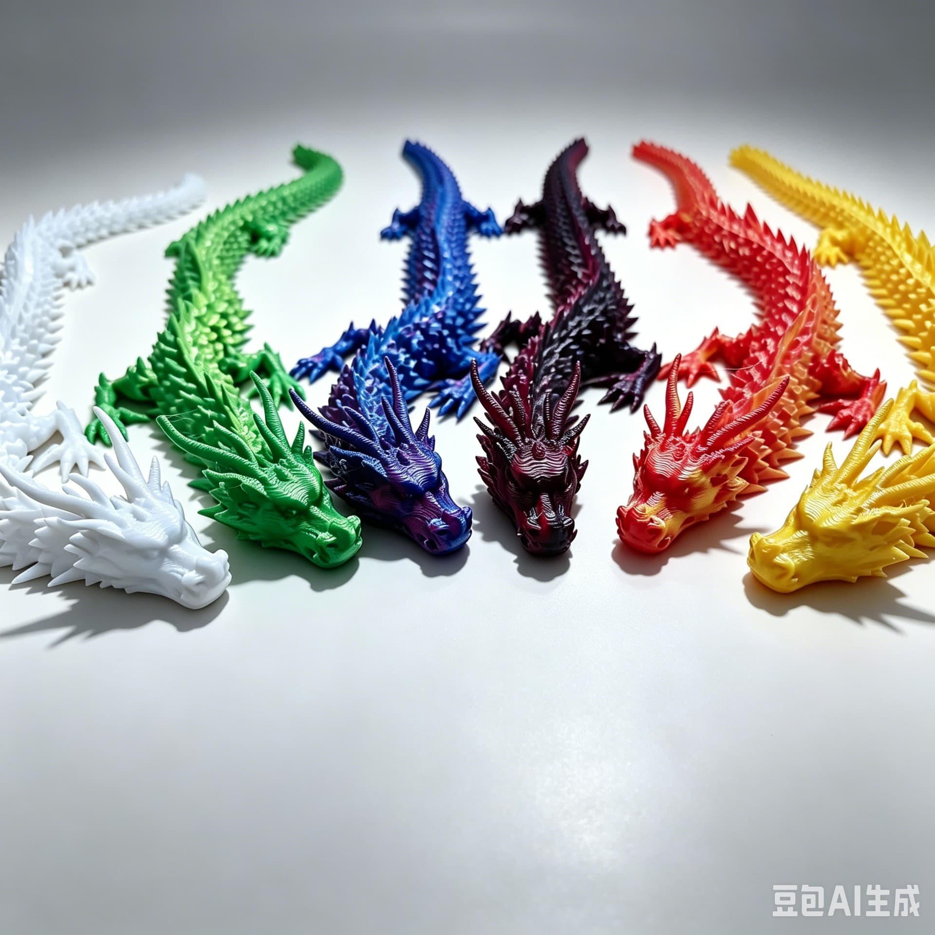 3D printed dragon-shaped ornaments, Chinese palace-style office desk decoration crafts, multi-color optional creative ornaments