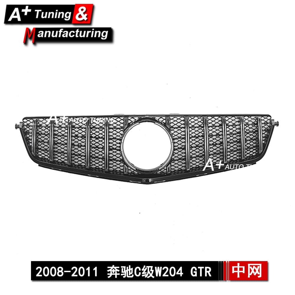 For Mercedes-Benz C-Class W204 C63 2008-2011 Upgrade GTR Style Silver Modified Grille
