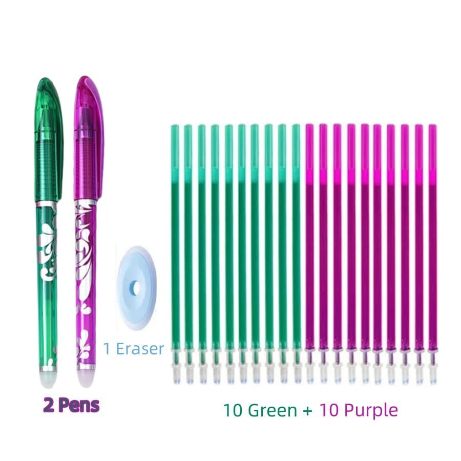 23 Refillable Erasable Pen Refills, Full Needle Tube 0.5mm Blue Black Ink, Erasable Pens for Primary School Students, School and Office Stationery