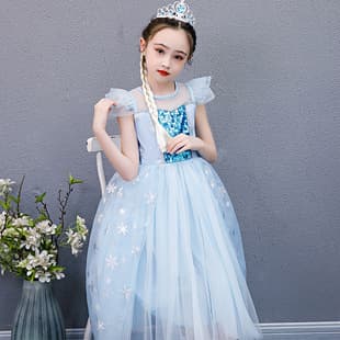 2025 New Frozen Elsa Princess Dress, Elsa Gown, Girls' Dress, Drop Shipping