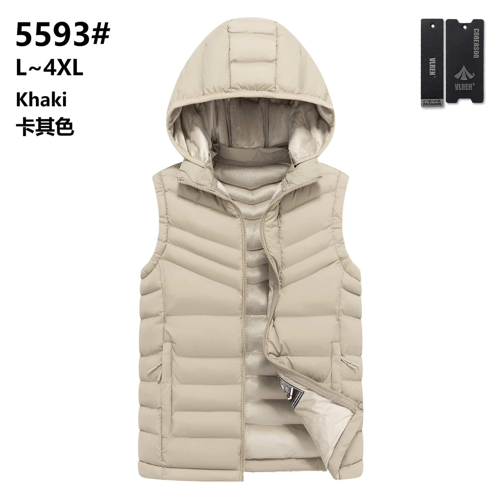 Cross-border Men's Adult Cotton-padded Jacket Vest Hooded Cotton Thickening Casual Coat Dark Gray