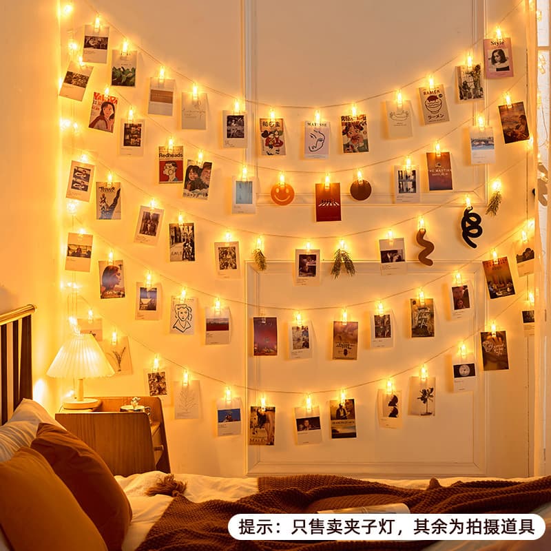 LED Clip Light Bedroom Ambient String Lights Starry Sky Room Decoration Photo String Lights Battery-Powered Mini Color Lights