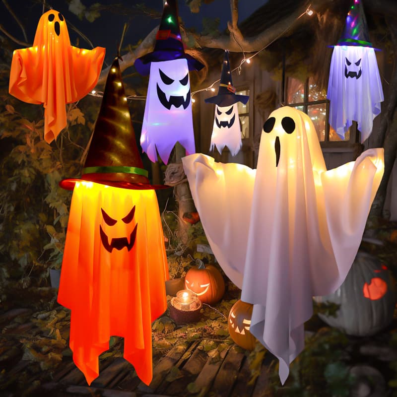 Halloween Decorative LED String Lights Pumpkin Jack-o'-Lantern Witch Hat Ghost Light Spooky Atmosphere Lights Wholesale