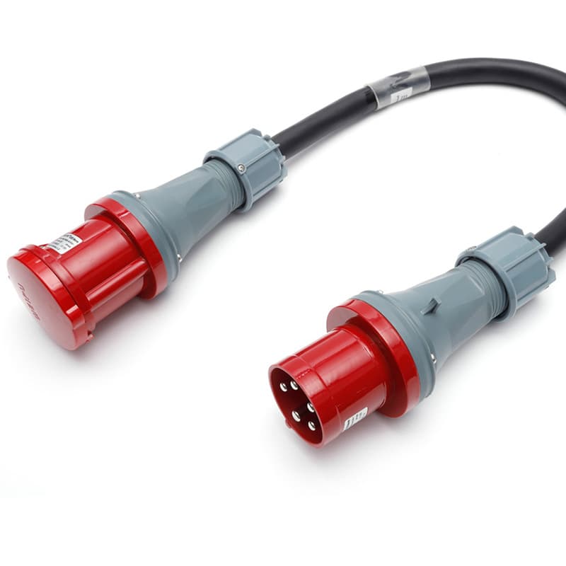 5-Core 63A Plug Power Cable for Stage Lighting Distribution Box, 5*10 sq mm Power Connection Extension Cable