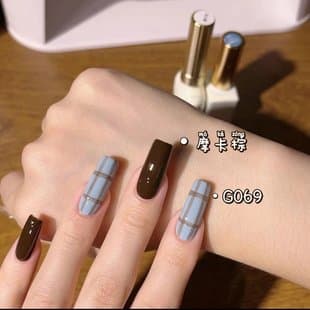 Nail Art - 15ml Mocha Brown + G069 Solid Color Gel (Single Color) Nail Polish 2-Color Combination Set, Waterproof and Long-Lasting