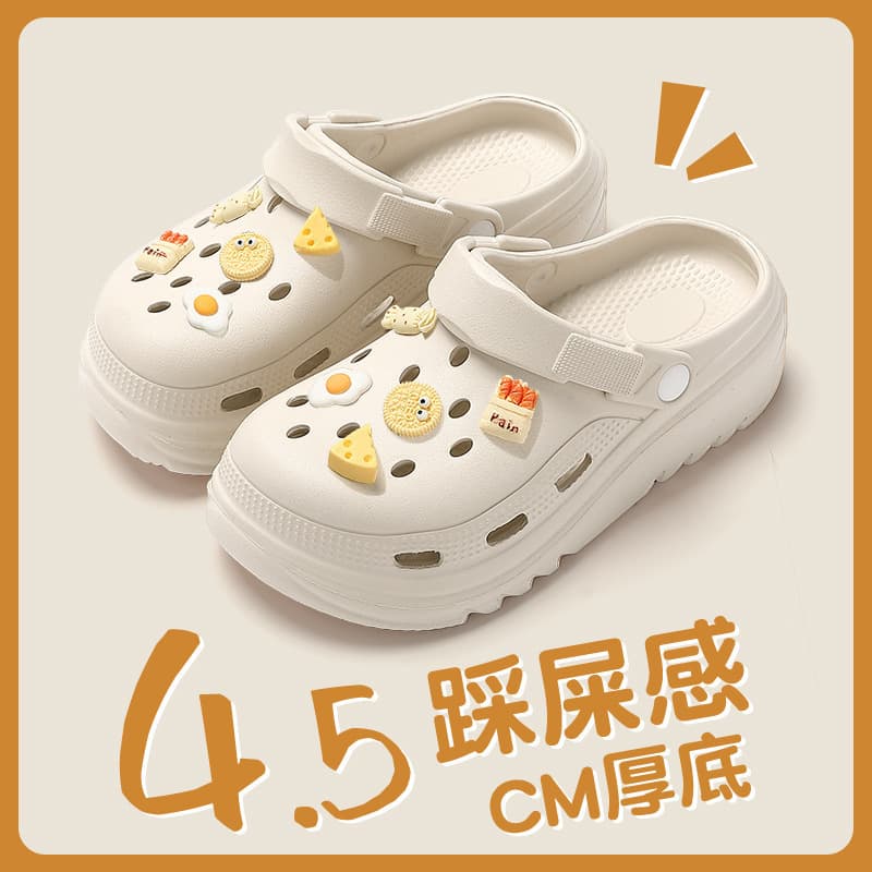 Soft-soled outdoor clogs for women, summer outdoor wear, toe-cap slippers, women's thick-soled sandals, summer outdoor beach shoes wholesale
