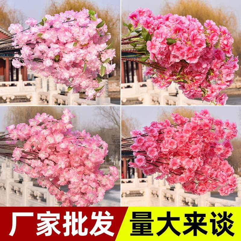 Artificial Cherry Blossom Branches for Wedding Wall Decoration, Living Room, Bedroom Ceiling, Peach Blossom Branches, Fake Flowers, Plastic Flowers