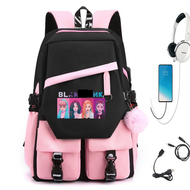 New charging BLACKPINK girl group backpack student school bag outdoor travel backpack sports bag Japanese and Korean version