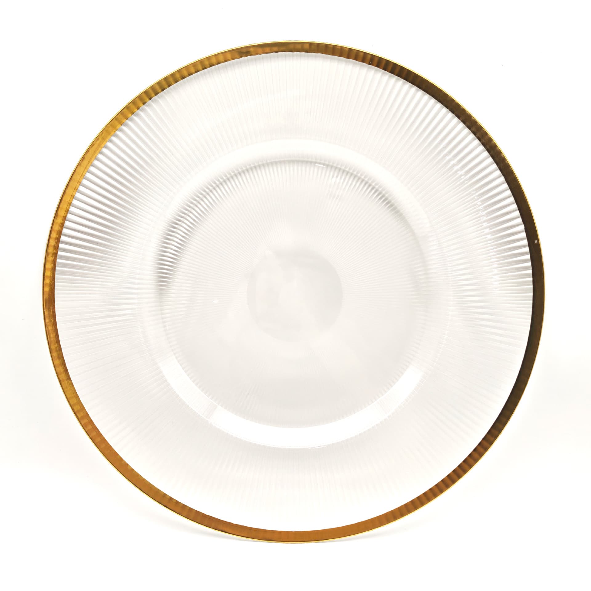 Export Stripe Flat Plate Fruit Plate Decorative Plate Transparent Plastic Plate Gold Rim Plate PS/PET Pad Plate Dinner Plate