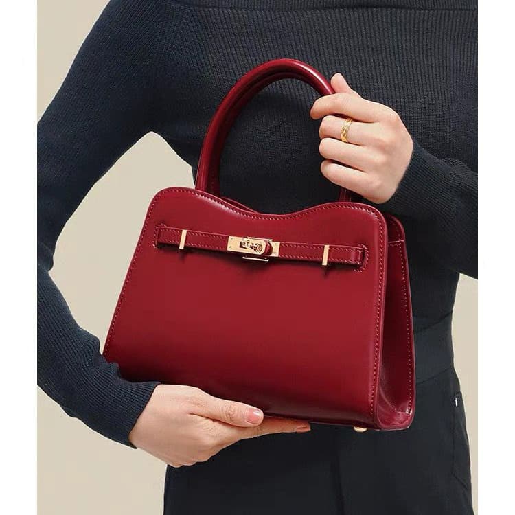 Red Handbag for Women Wedding Bag Kelly Bag 2024 New High-End Niche Handheld Crossbody Bridal Bag Trendy