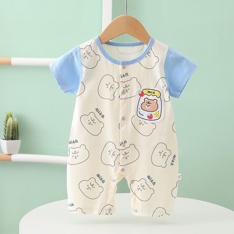 Baby Short Sleeve Bodysuit Half Sleeve Romper Summer Thin Seamless Stitching Baby Clothes for 0-1-2 Years